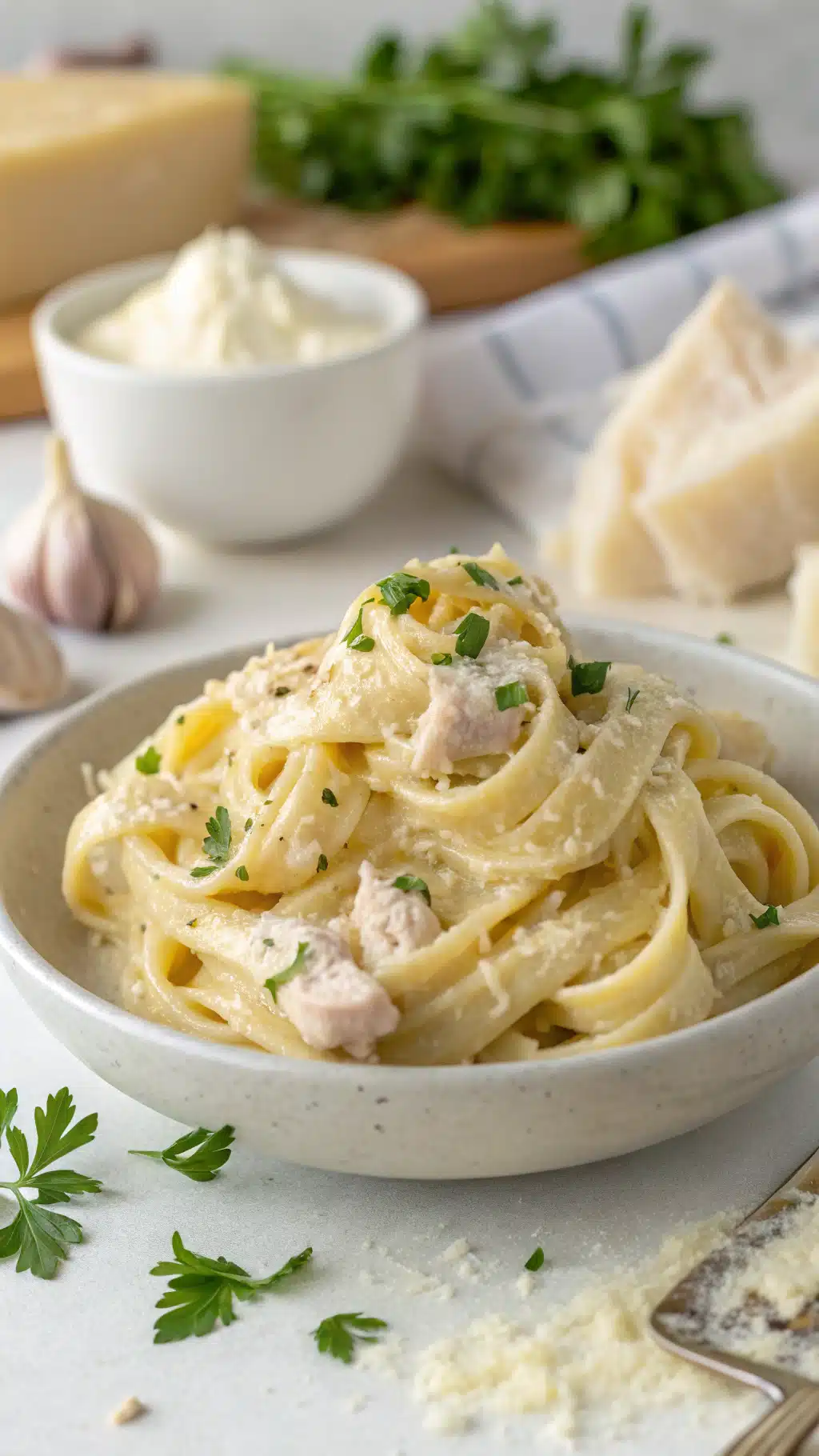 creamy garlic parmesan chicken pasta ingredients preparation