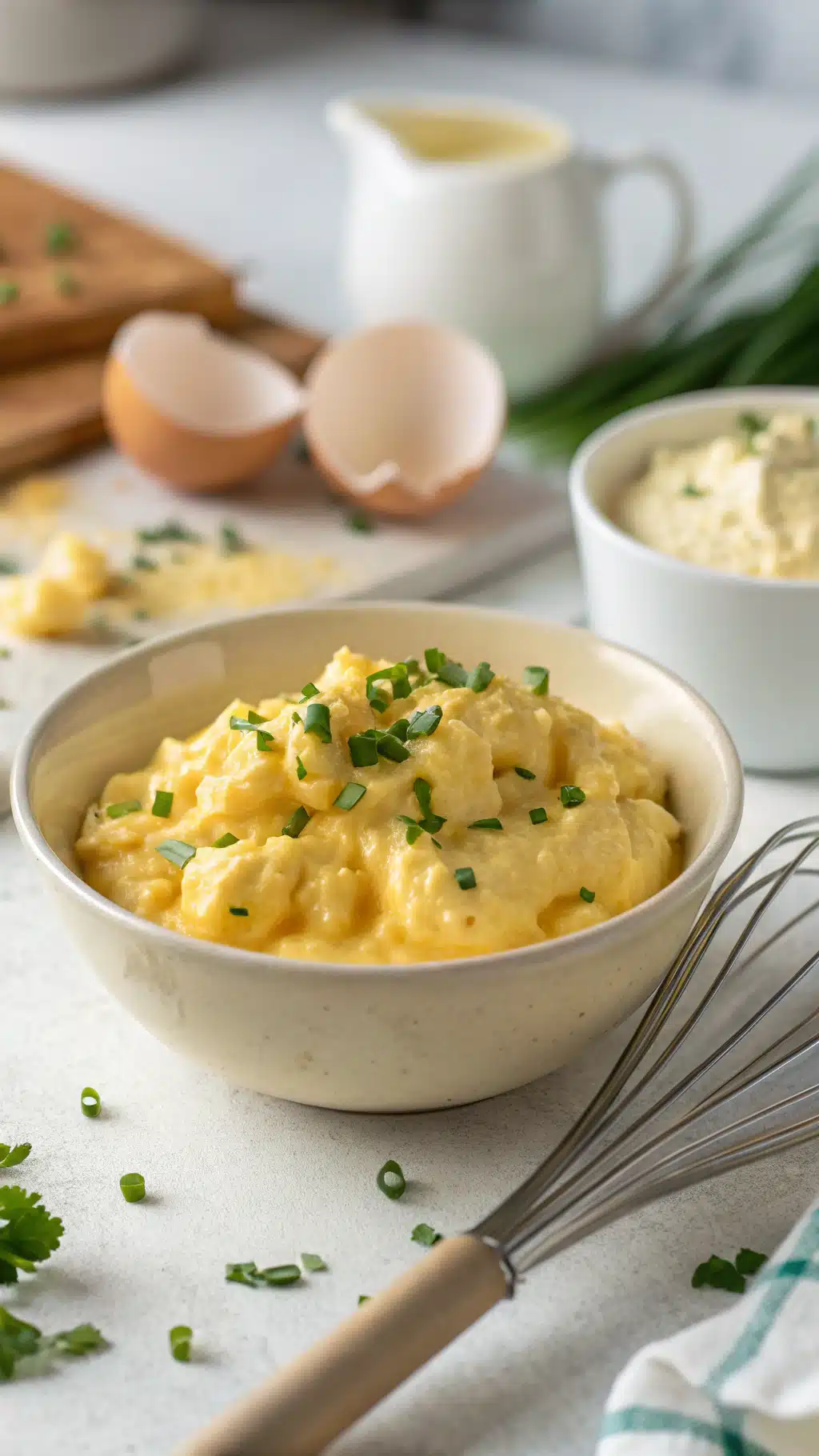 Creamy scrambled eggs ingredients preparation