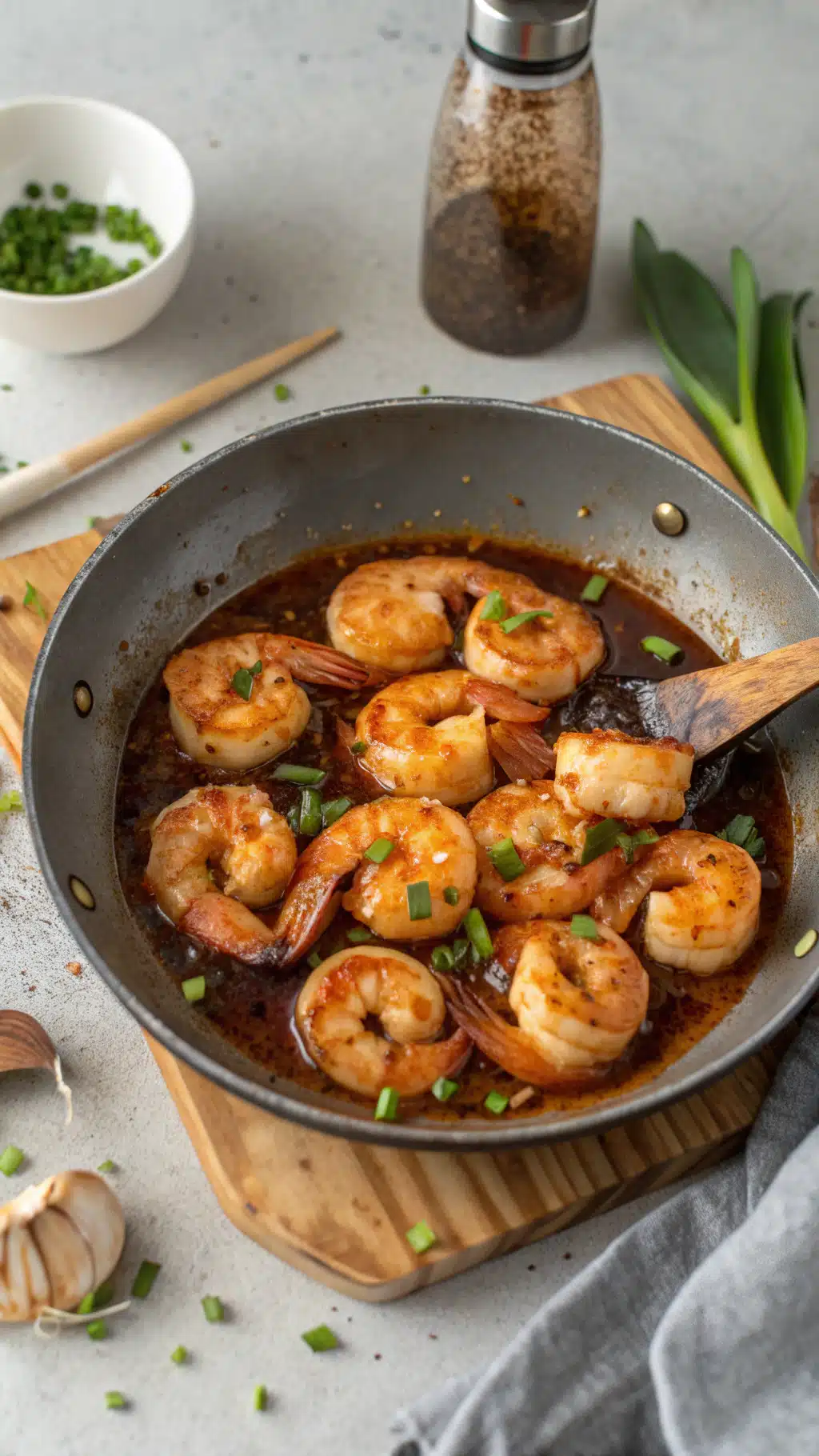 high protein honey garlic shrimp cooking process step