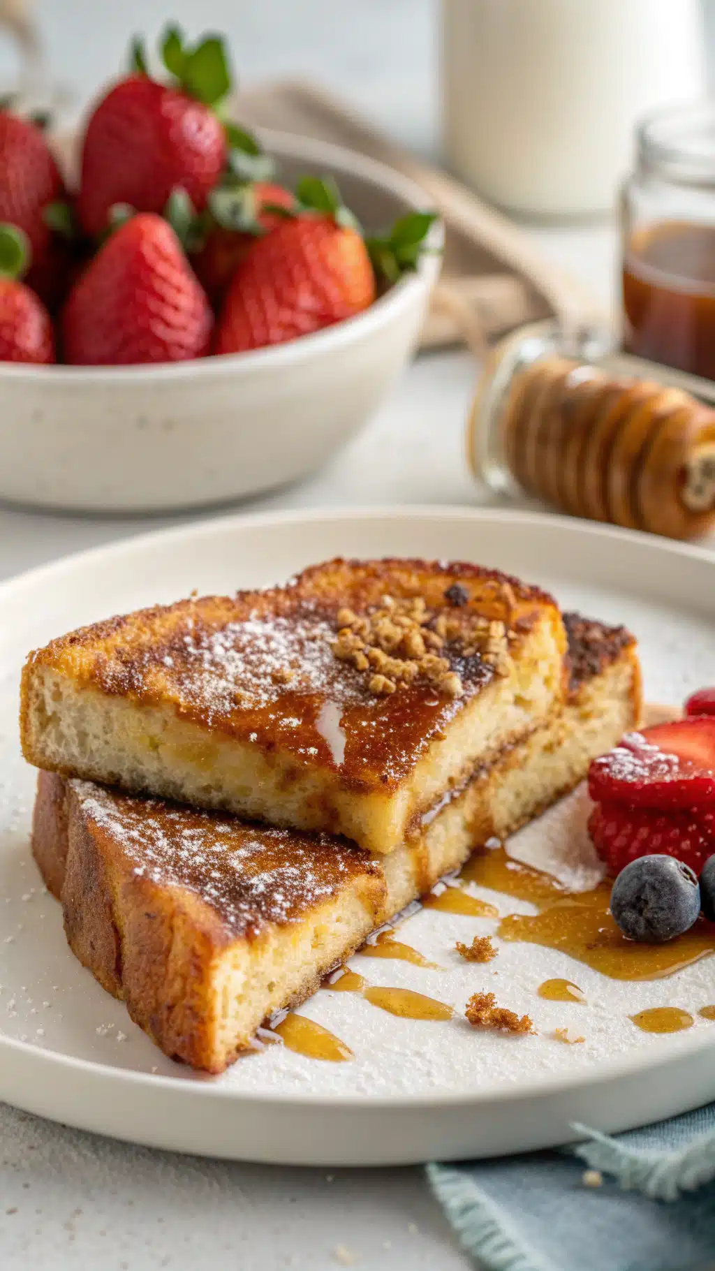Caramelized French toast ingredients preparation
