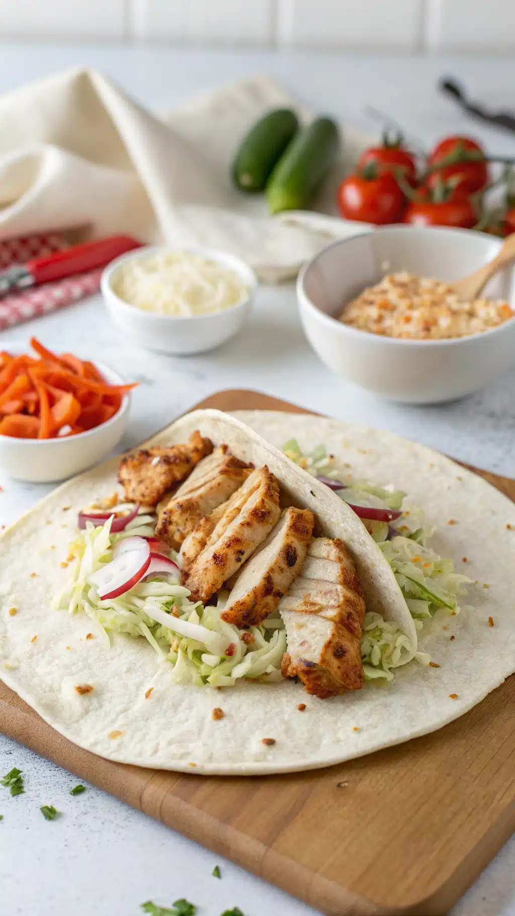 BBQ chicken coleslaw wraps ingredients preparation