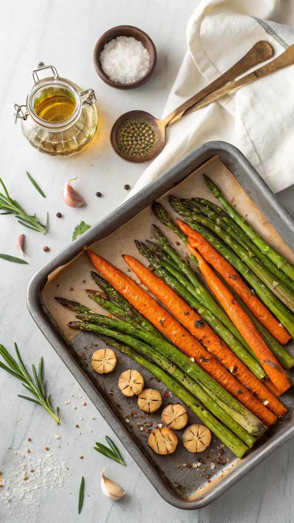 roasted asparagus and carrots cooking process step