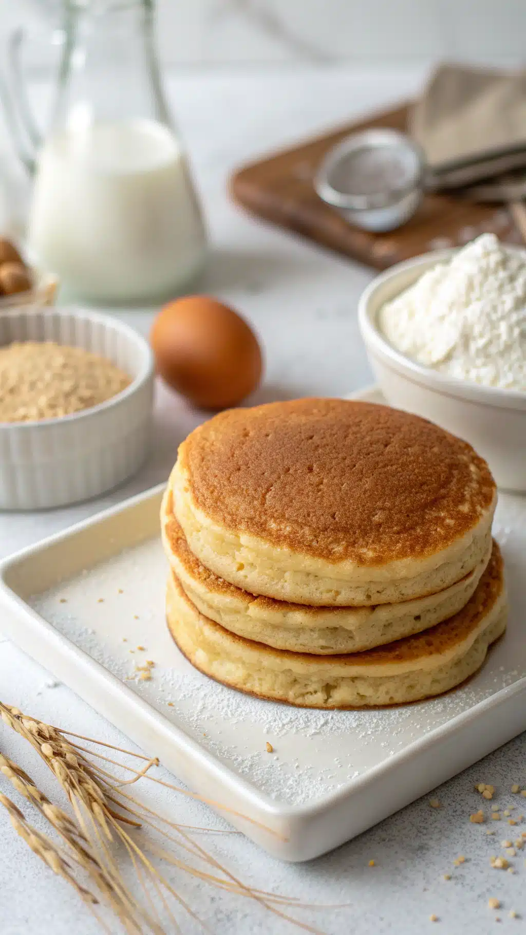 Old-fashioned pancakes ingredients preparation