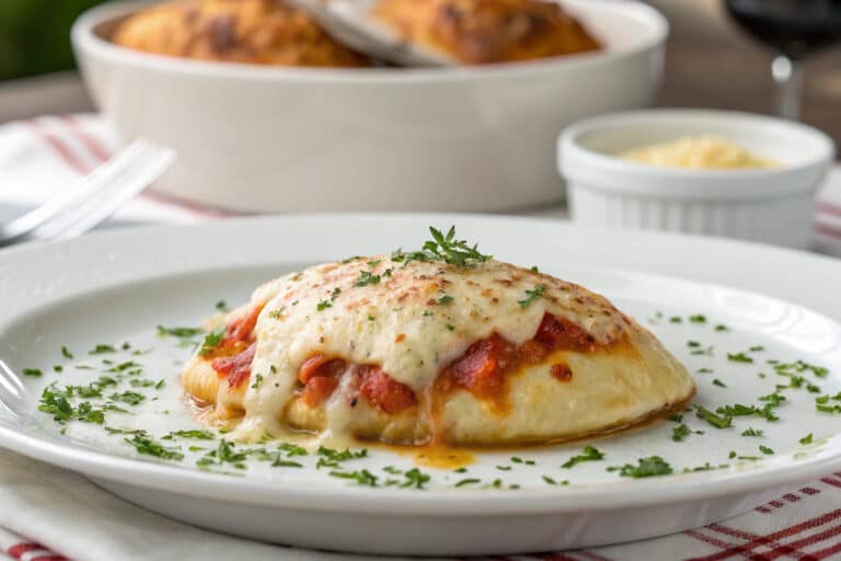 Cheesy pizza pockets featured dish plated