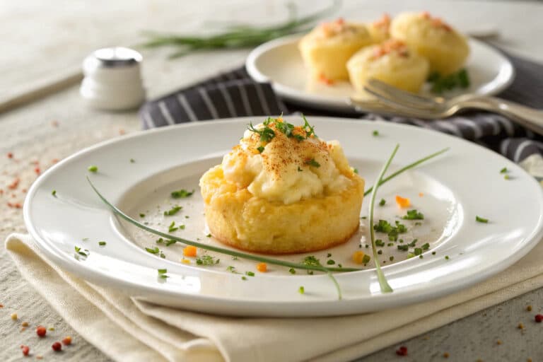 mashed potato cheese puffs featured dish plated