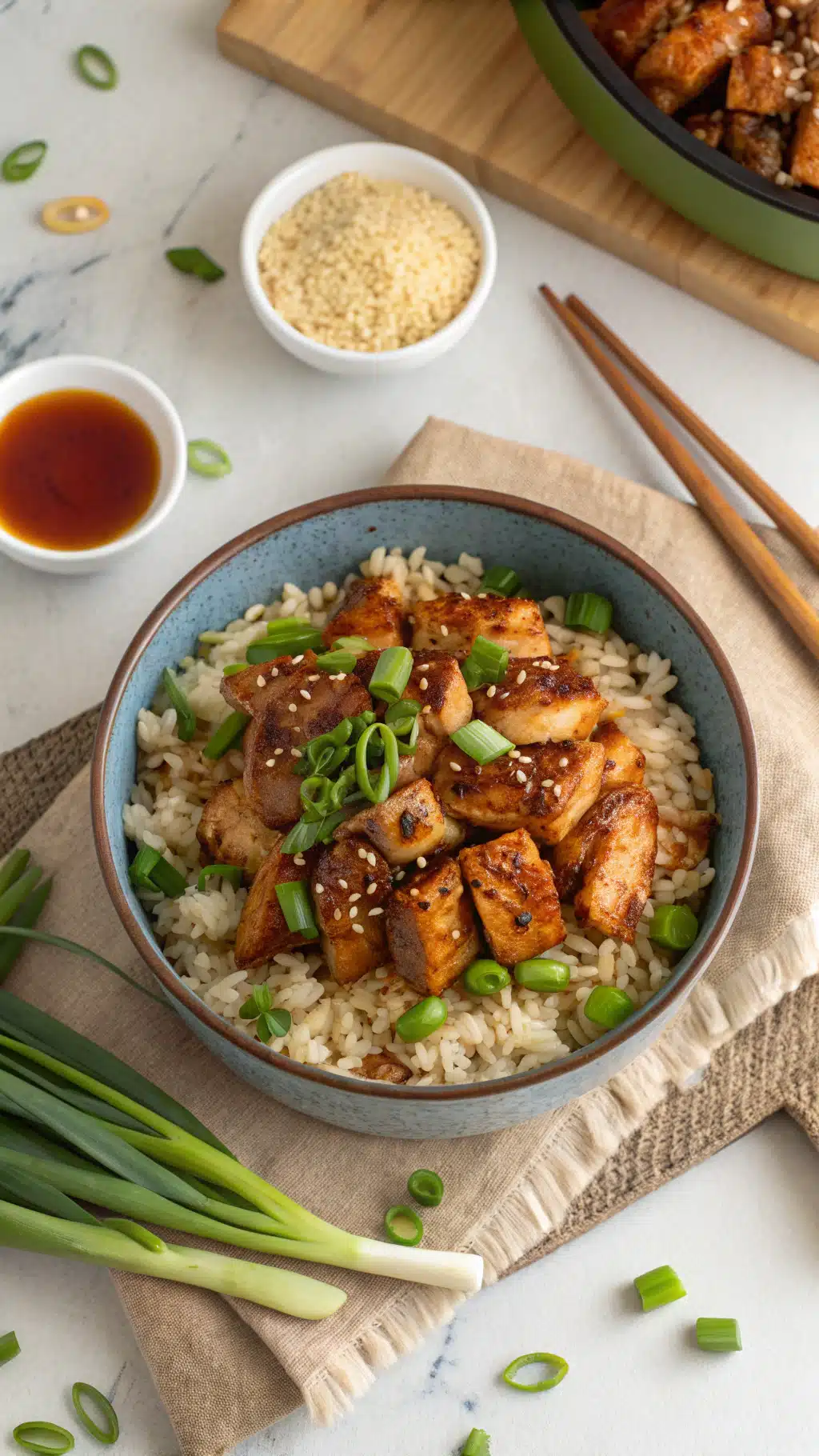 quick and healthy honey bbq chicken rice cooking process step