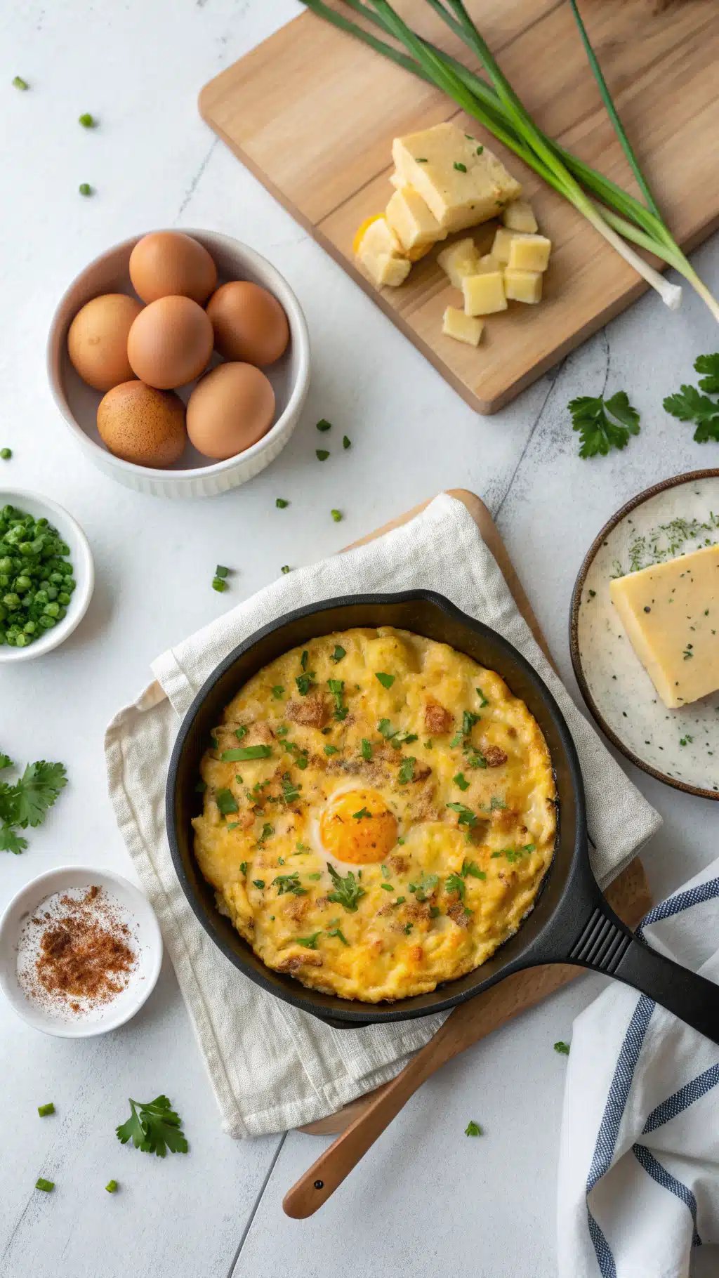 Cheesy potato egg scramble cooking process step