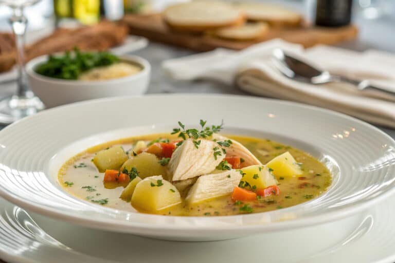 Chicken Soup with Potatoes featured dish plated