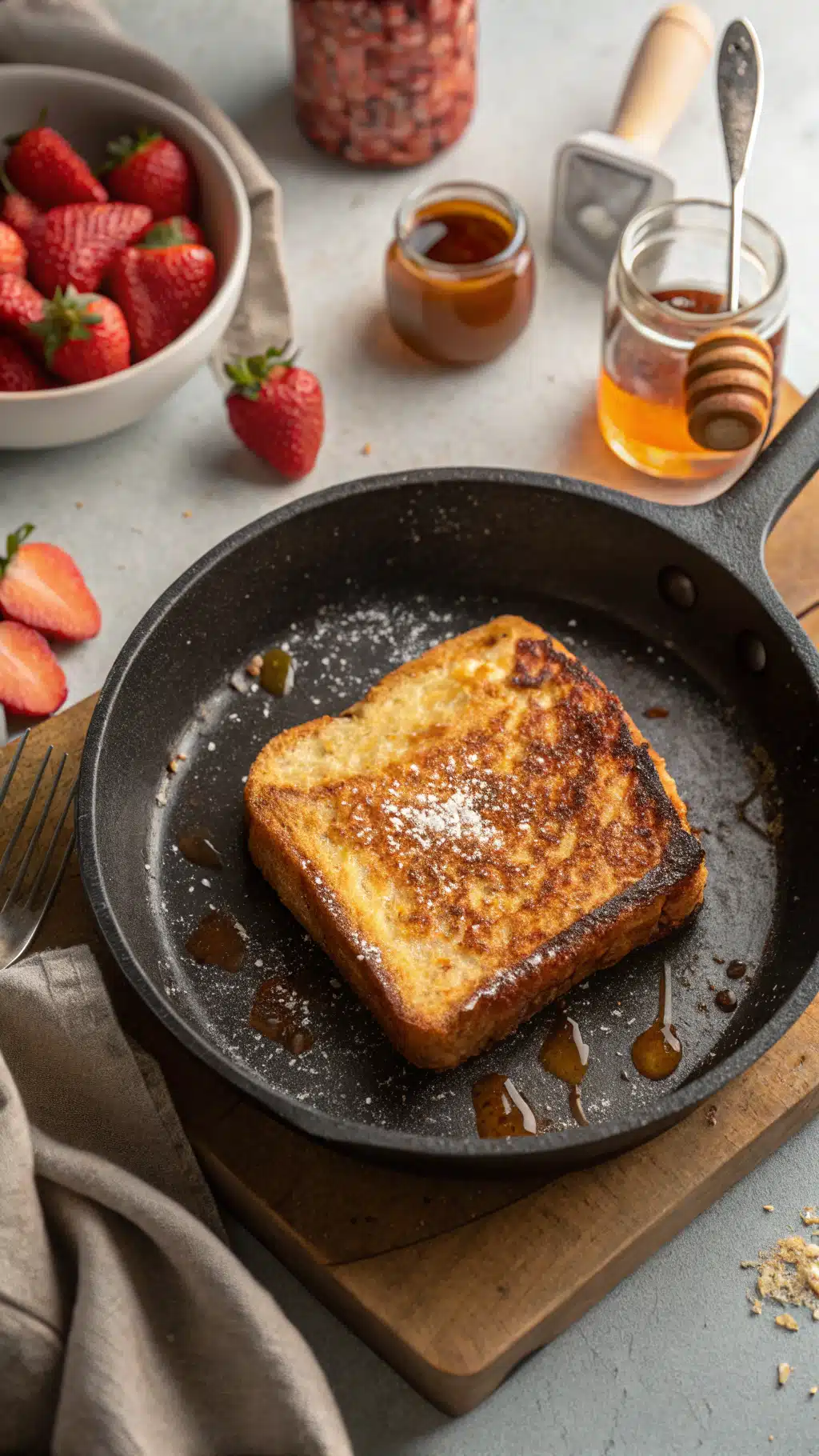 Caramelized French toast cooking process step