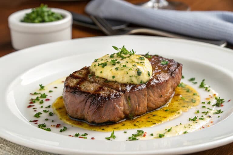 make the best garlic butter steak featured dish plated