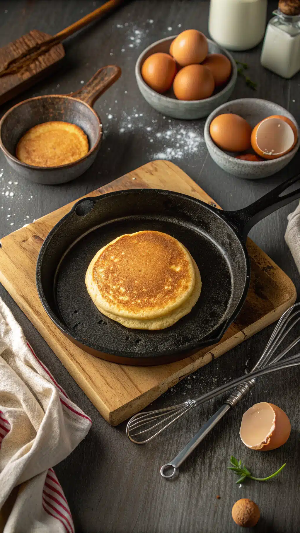 Old-fashioned pancakes cooking process step