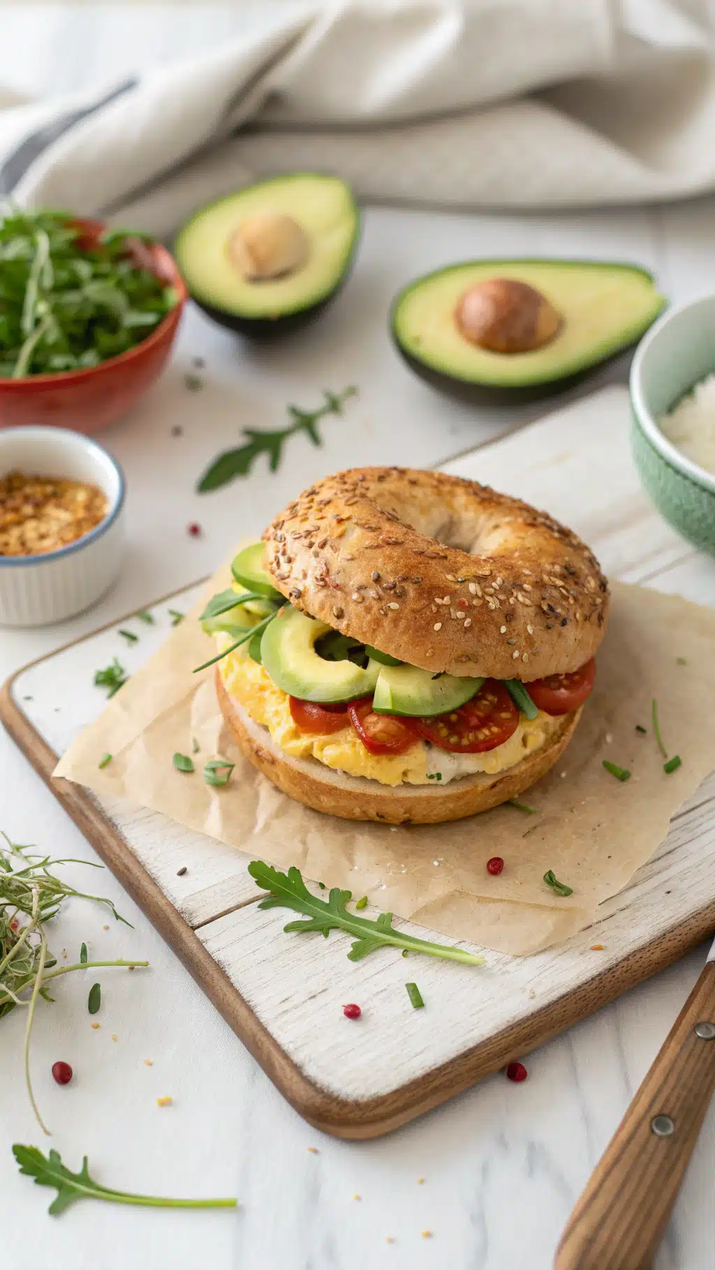 Healthy breakfast sandwich cooking process step