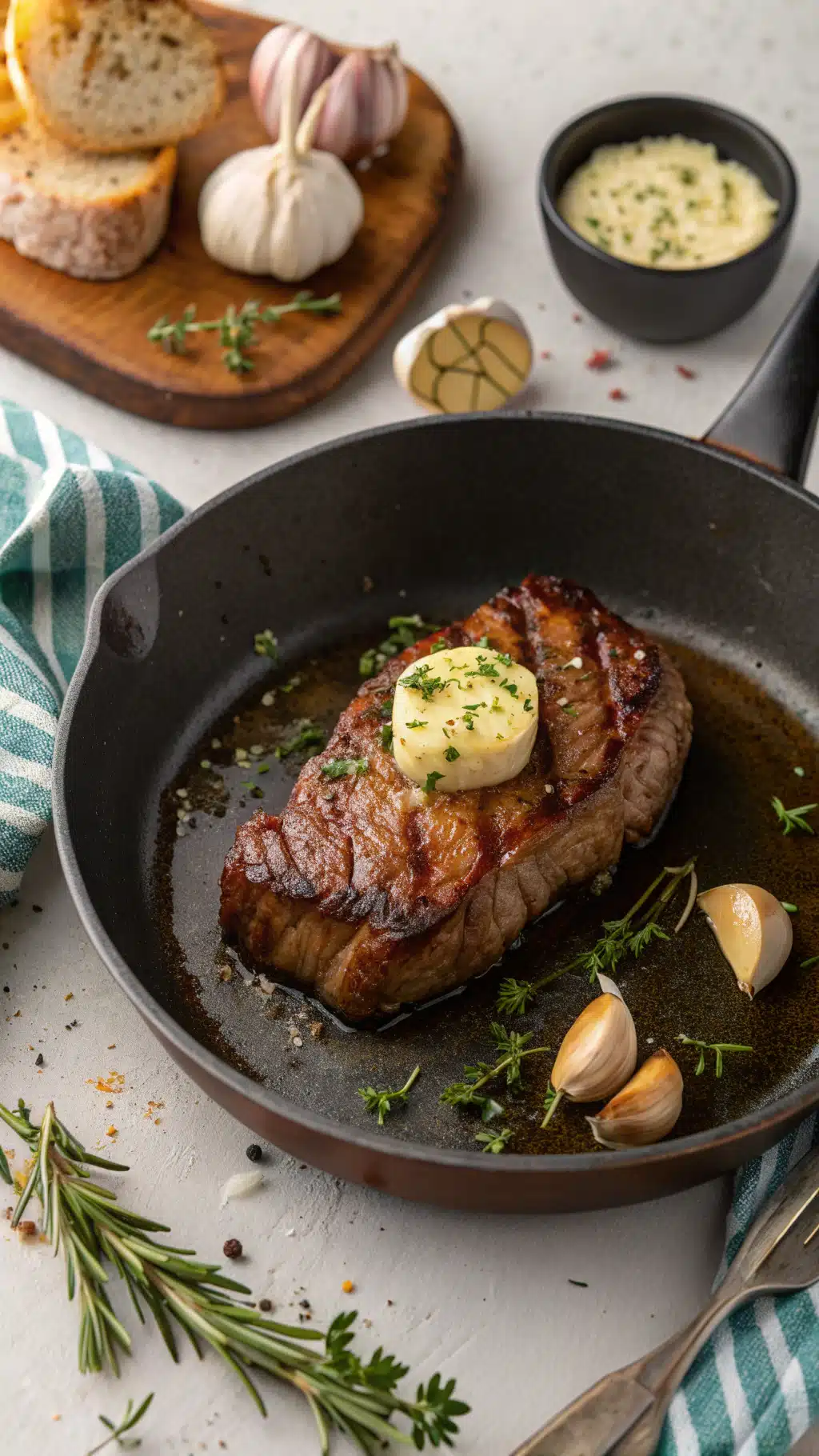 make the best garlic butter steak cooking process step