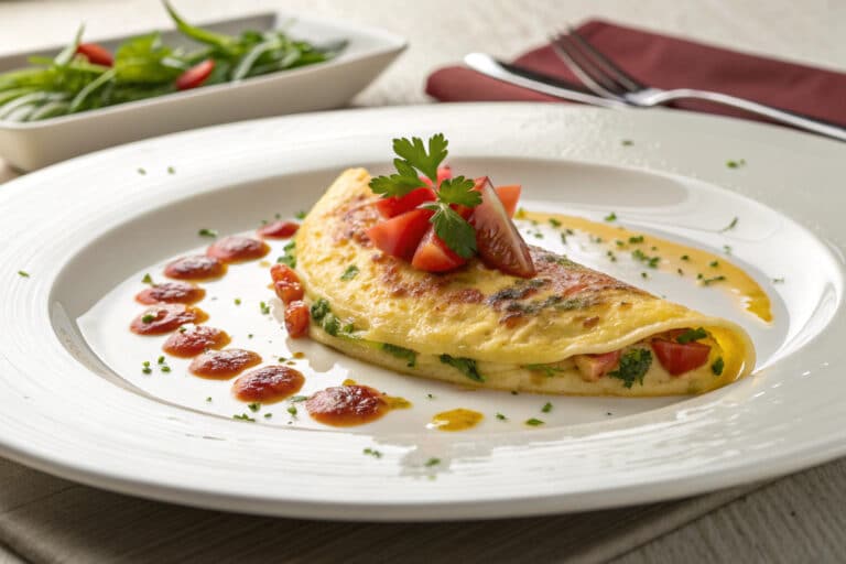 Sweet omelet featured dish plated