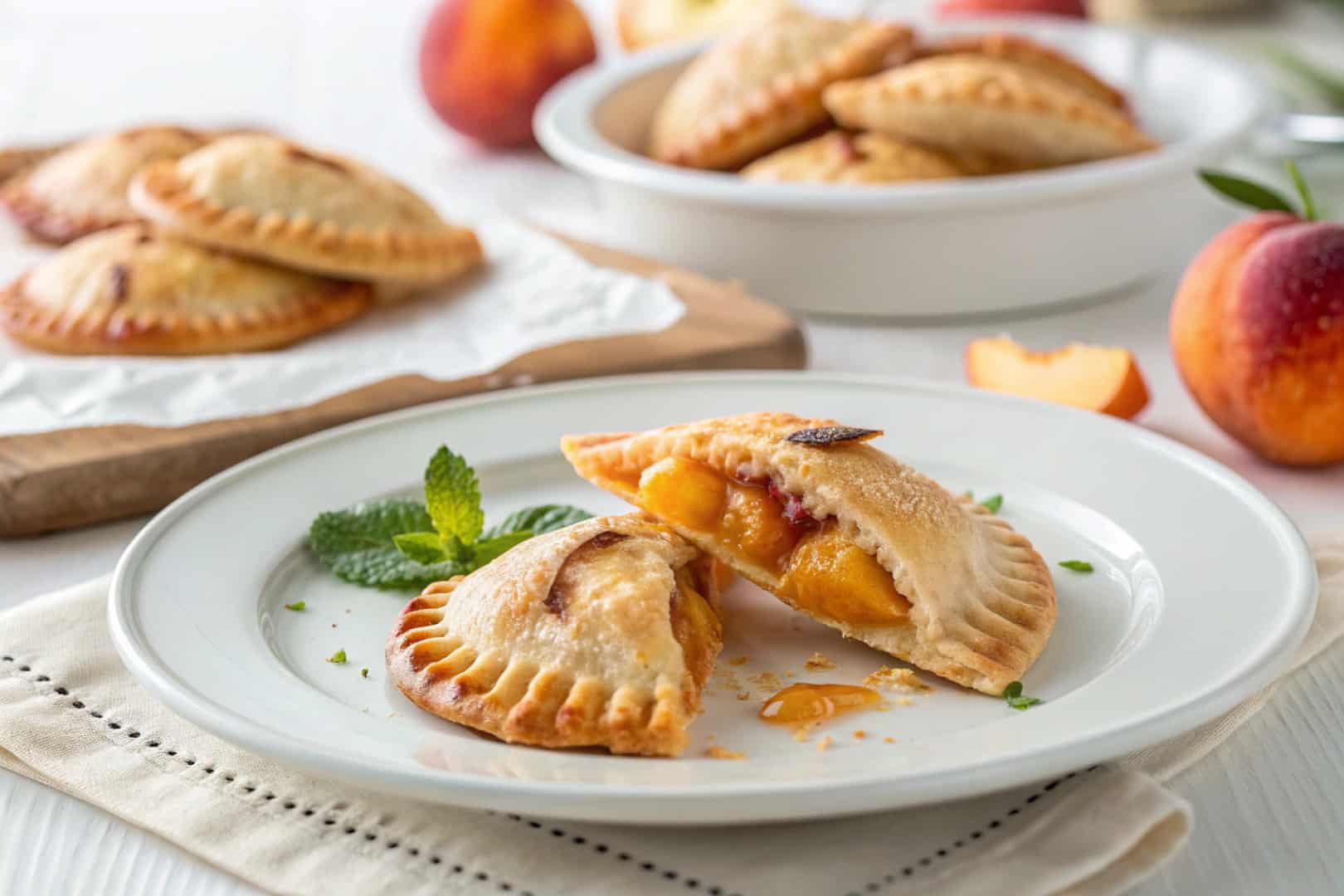 Peach hand pies featured dish plated