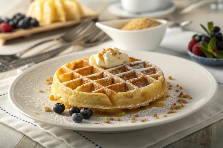 Classic waffle recipe featured dish plated