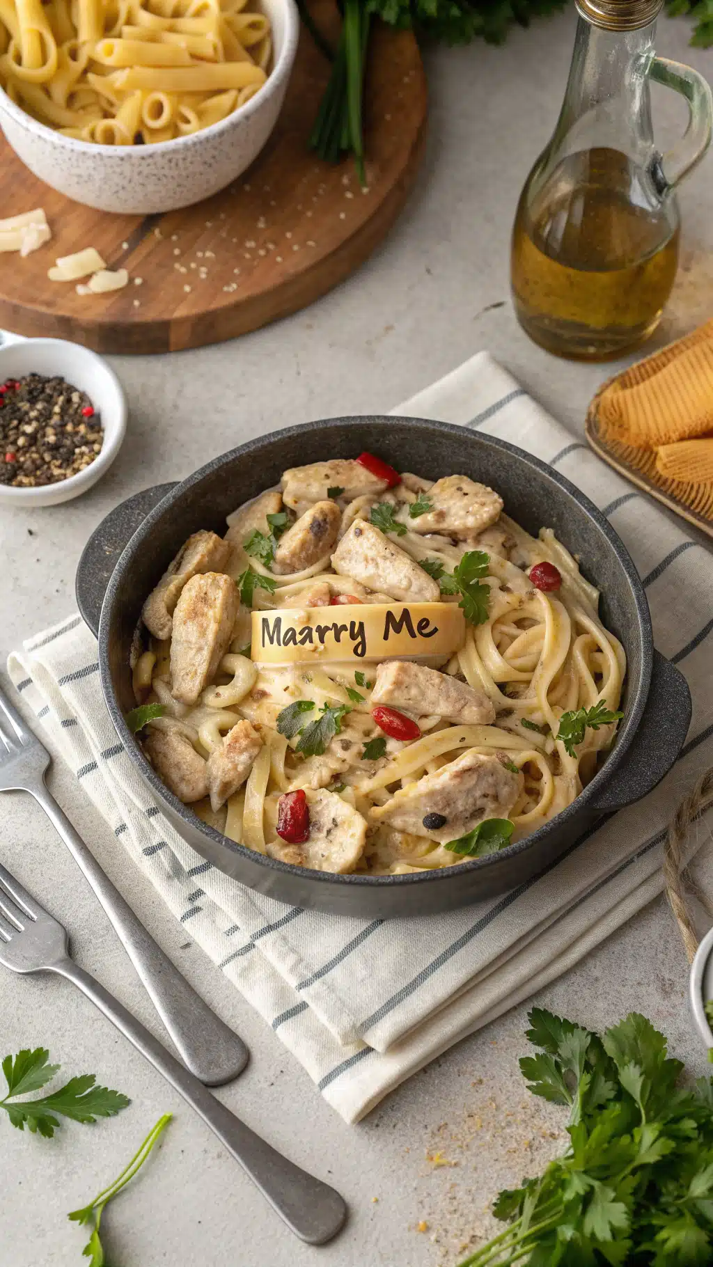 marry me chicken pasta cooking process step