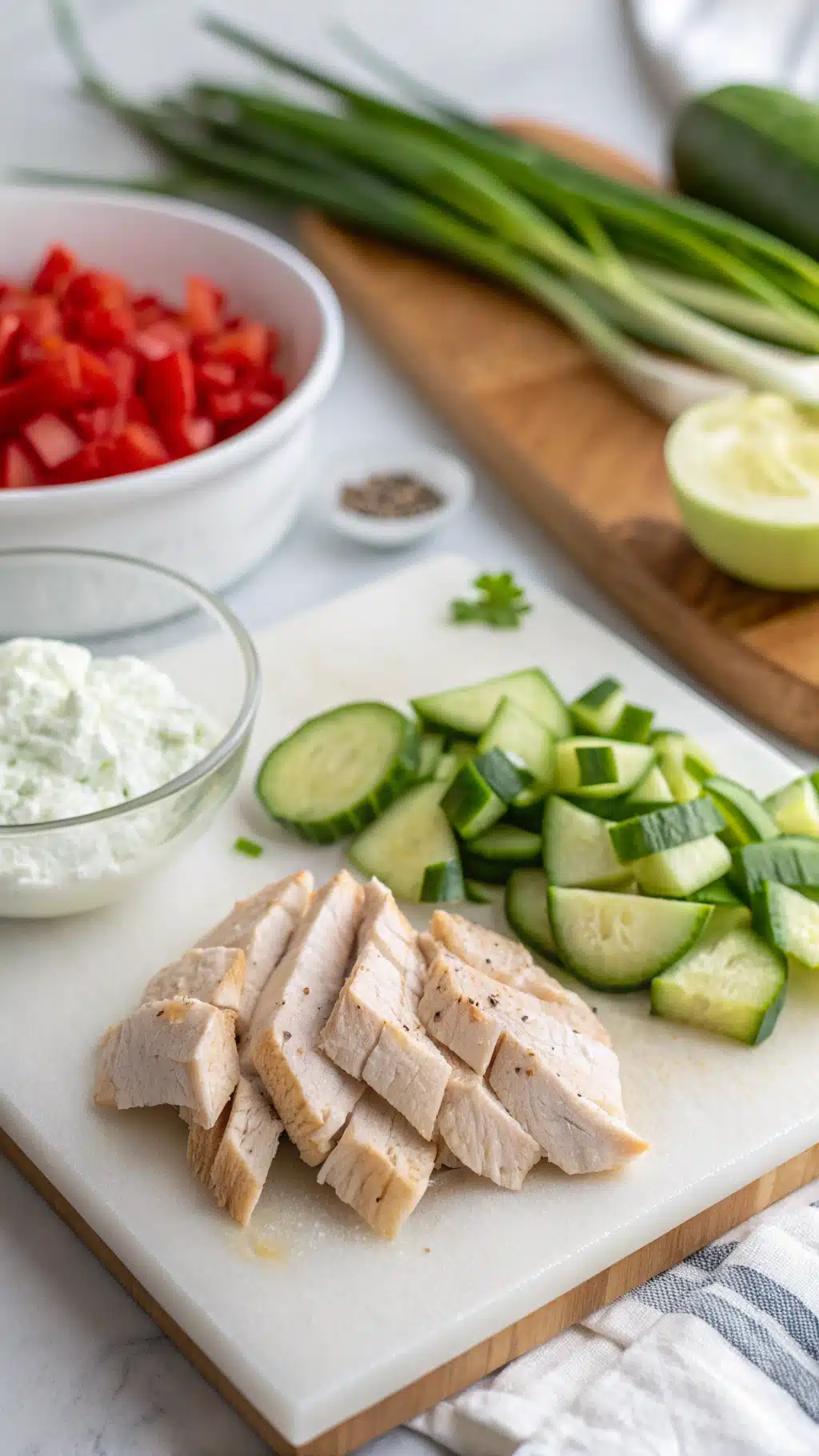 healthy mediterranean tzatziki chicken salad ingredients preparation