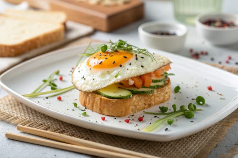 Japanese egg sandwich featured dish plated