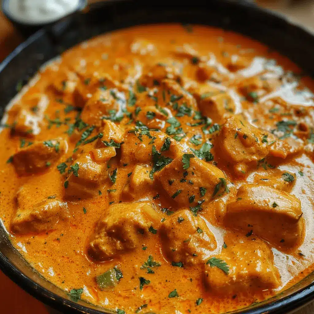 creamy butter chicken in a spiced tomato sauce
