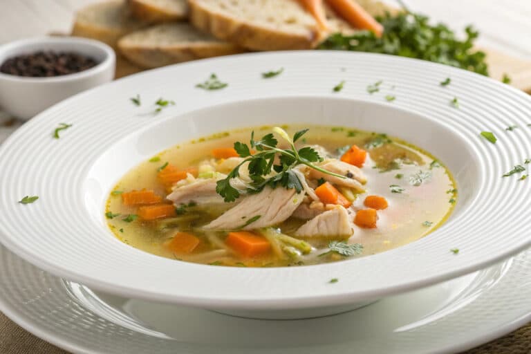 slow cooker chicken soup featured dish plated