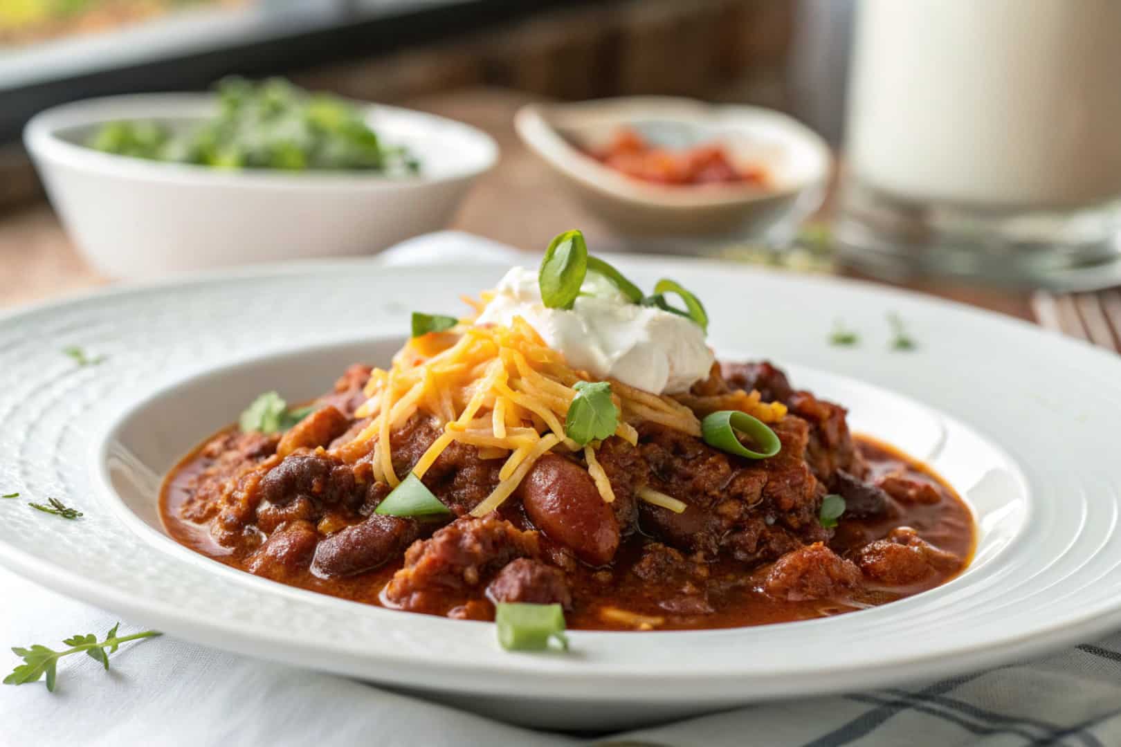 crockpot chili featured dish plated