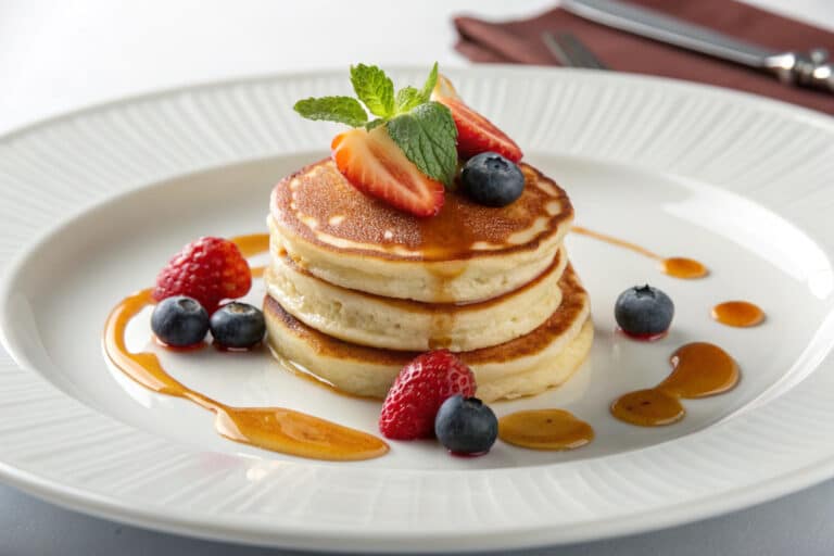 small batch pancakes for two featured dish plated