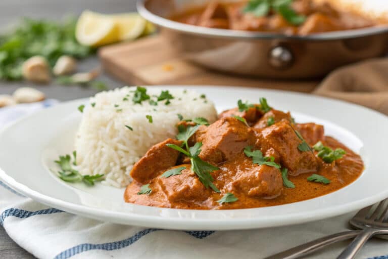 crockpot butter chicken featured dish plated