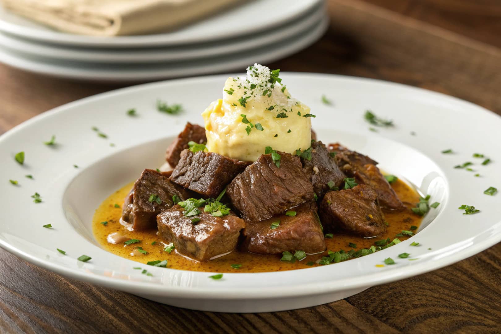 crockpot garlic butter beef featured dish plated