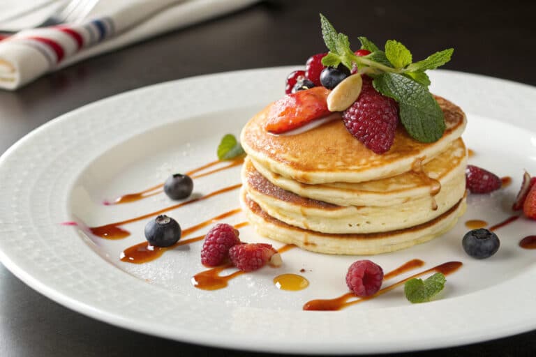 pancake recipe without eggs featured dish plated