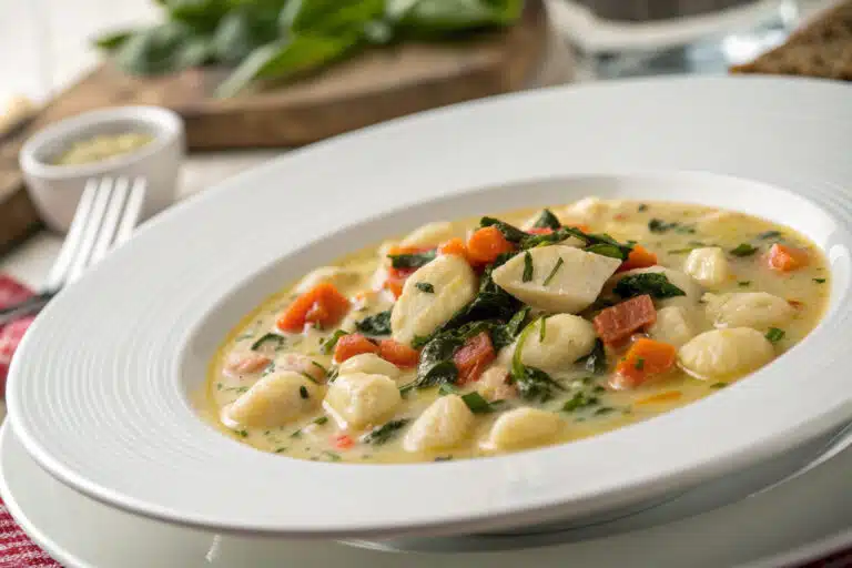Olive Garden-Style Chicken Gnocchi Soup featured dish plated