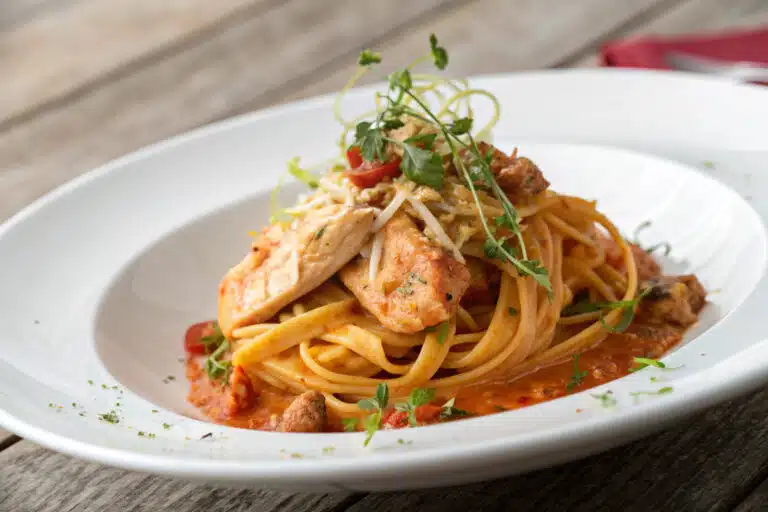 Cowboy Butter Chicken Linguine featured dish plated