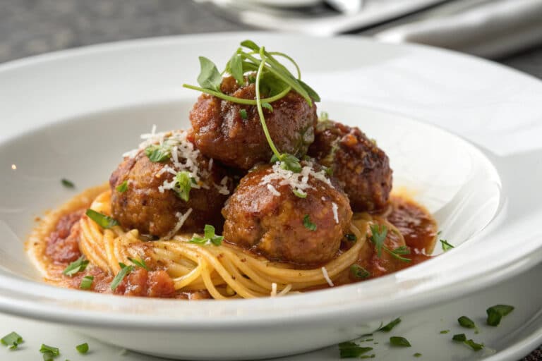 crockpot meatballs featured dish plated