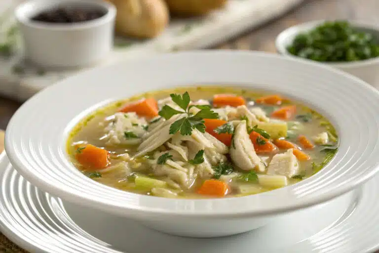 crockpot chicken soup featured dish plated