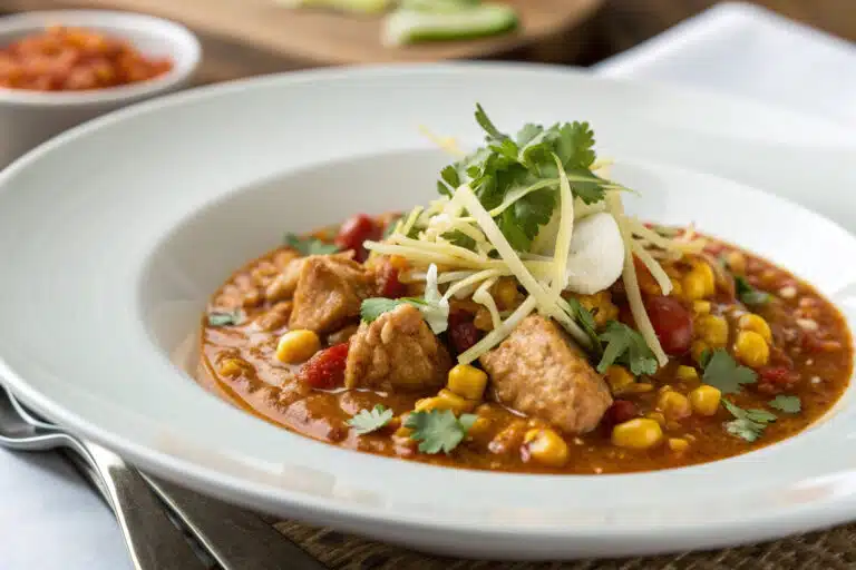 street corn chicken chili featured dish plated