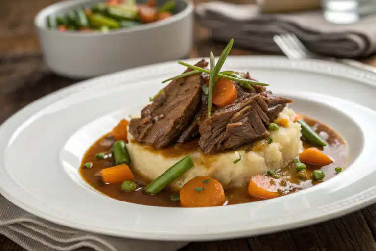 crockpot pot roast featured dish plated