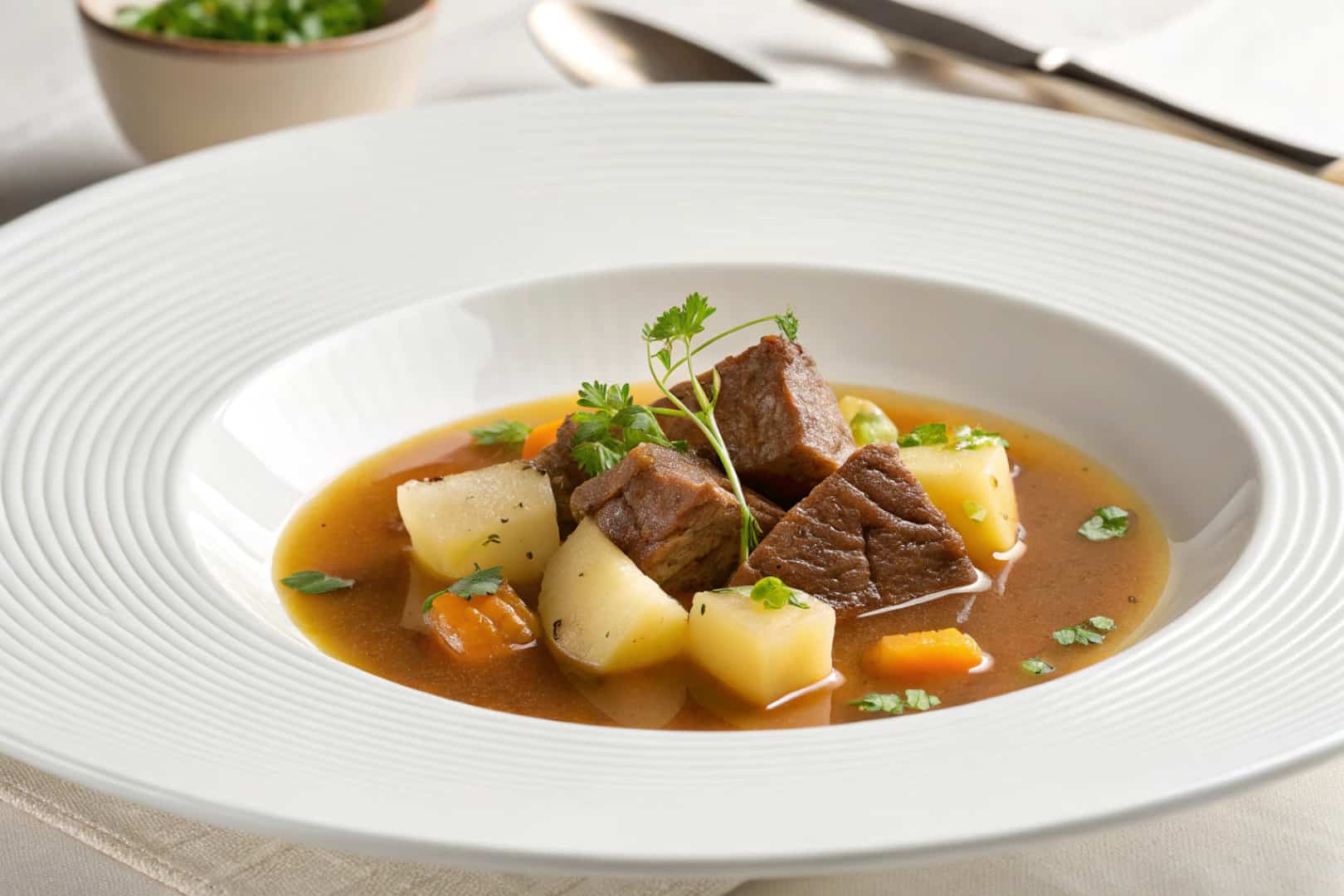 beef turnip soup featured dish plated