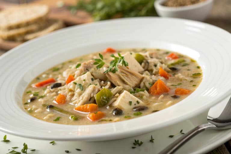 crockpot chicken wild rice soup featured dish plated
