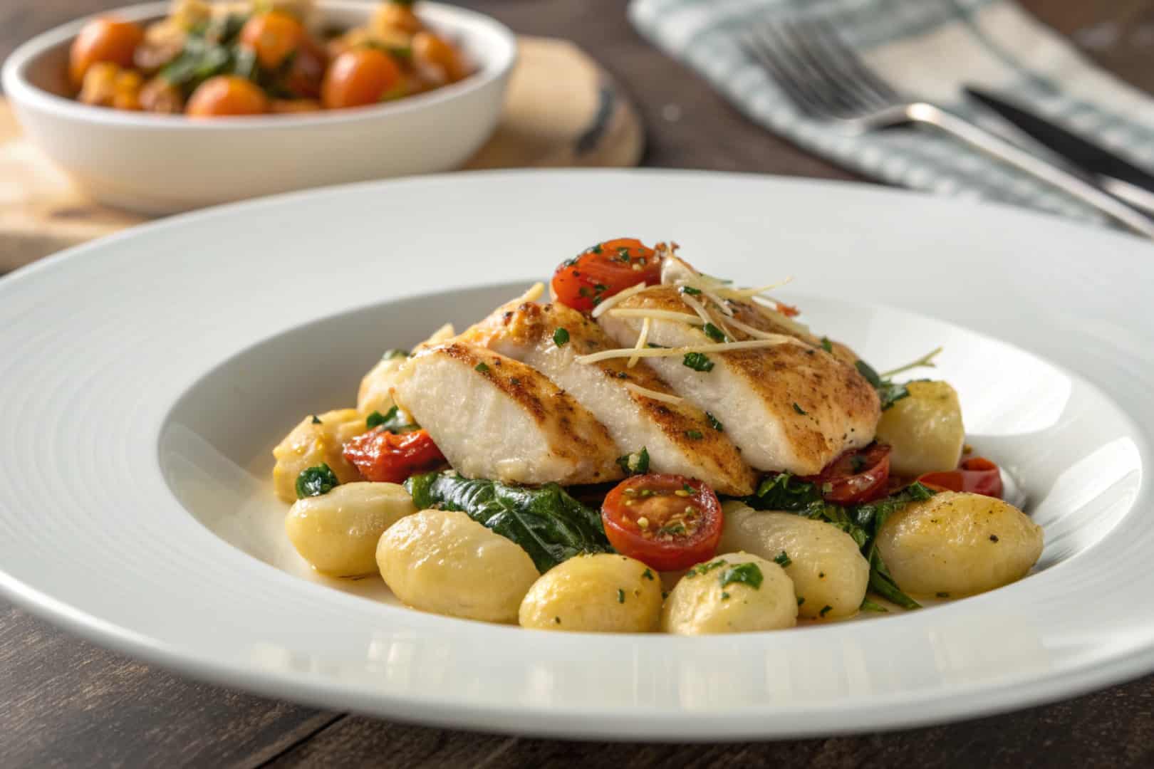 one pan gnocchi chicken dinner featured dish plated