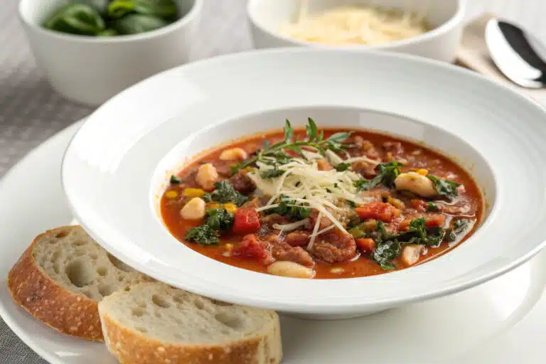 crockpot tuscan soup featured dish plated