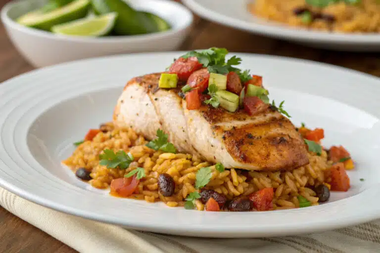 one pan mexican chicken rice featured dish plated