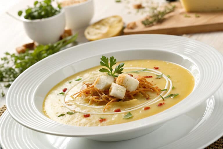 parsnip potato soup featured dish plated