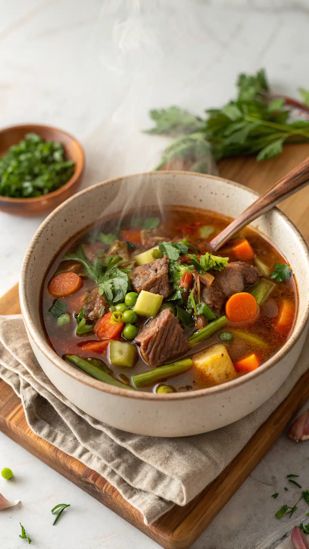 beef vegetable detox soup cooking process step
