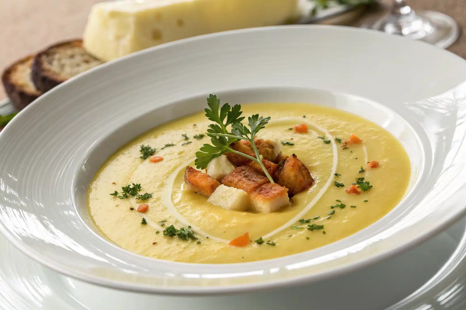 parsnip potato soup featured dish plated