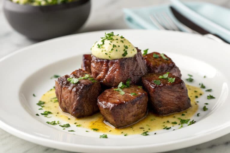 one pan garlic butter steak bites featured dish plated