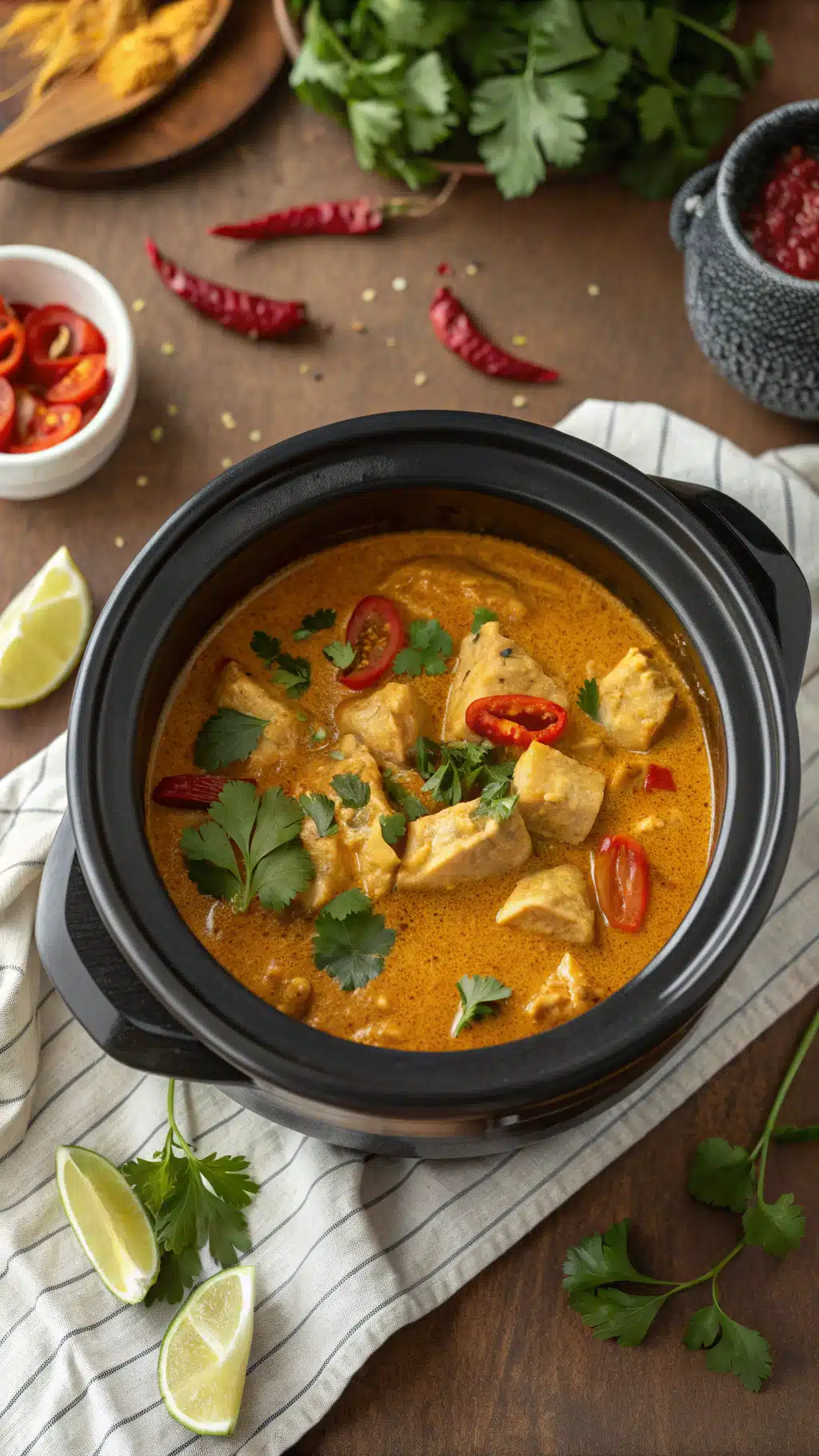 crockpot chicken curry soup cooking process step