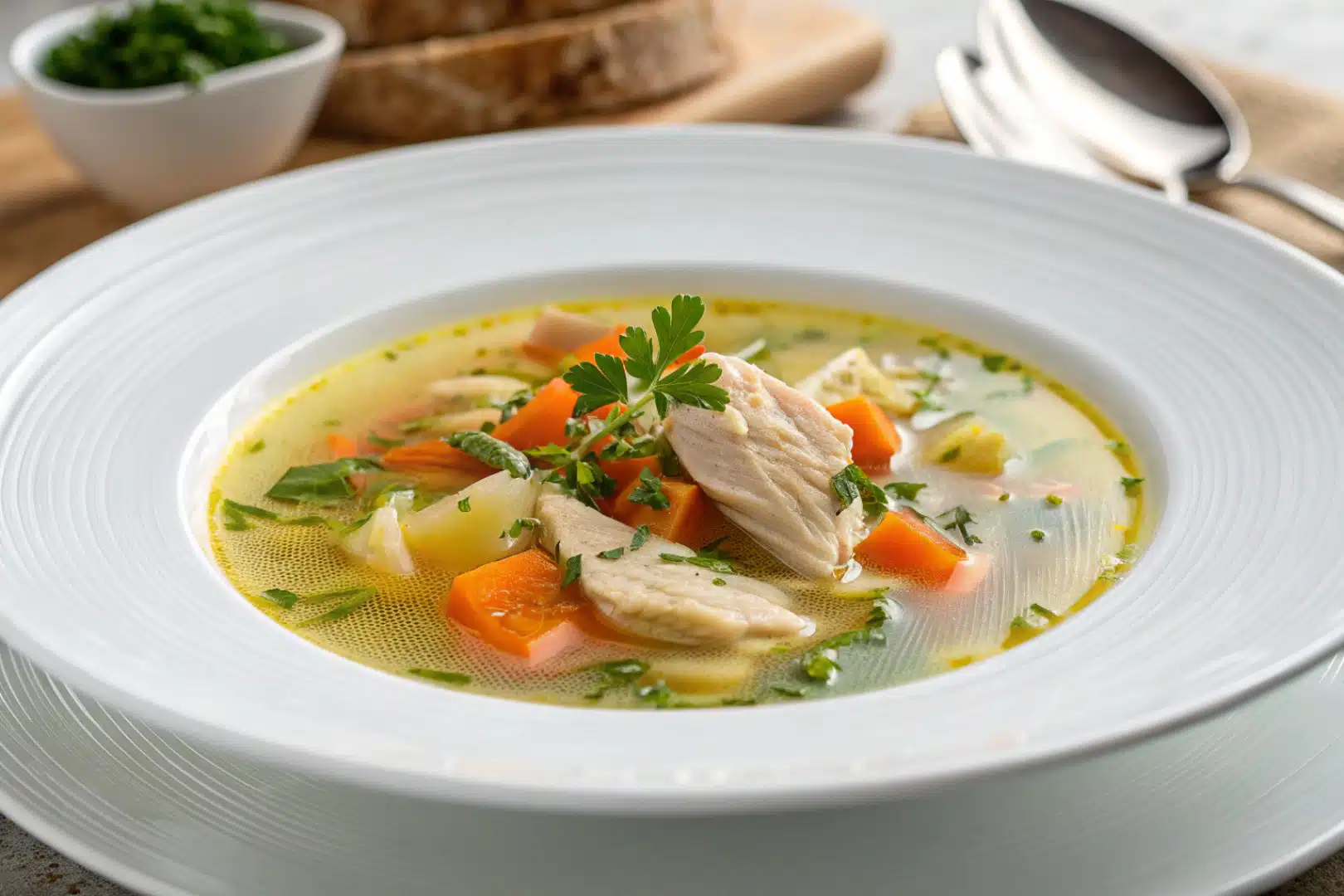 immune boosting chicken soup featured dish plated