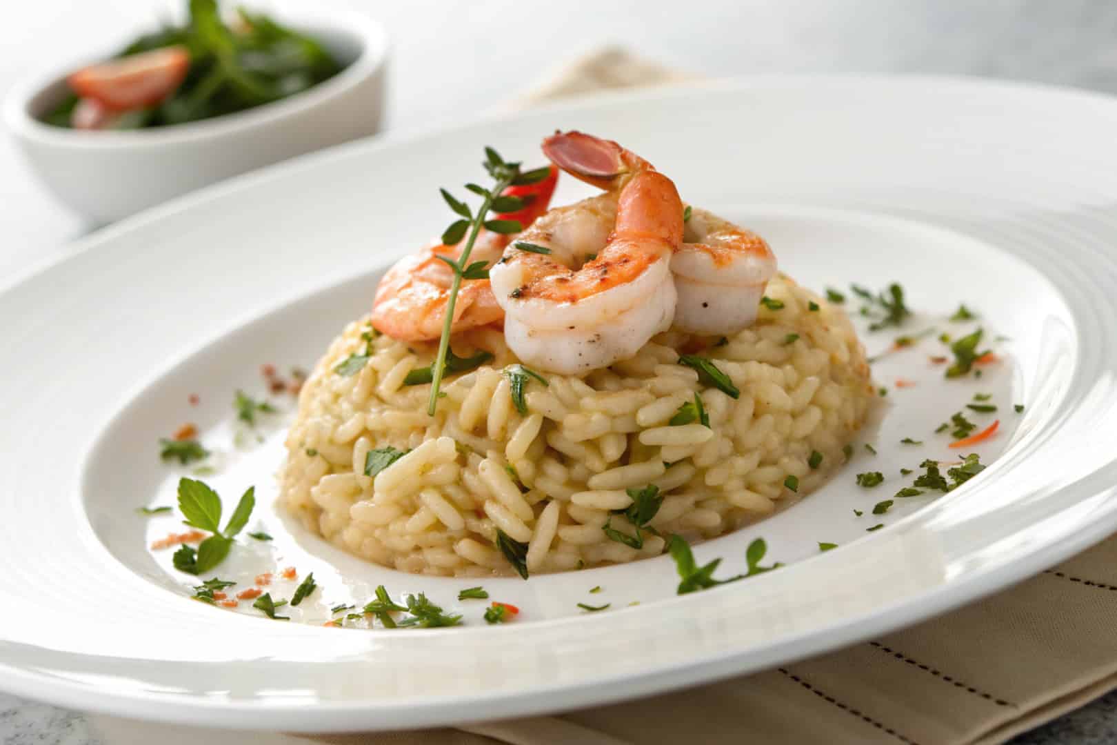 one pan shrimp and orzo featured dish plated
