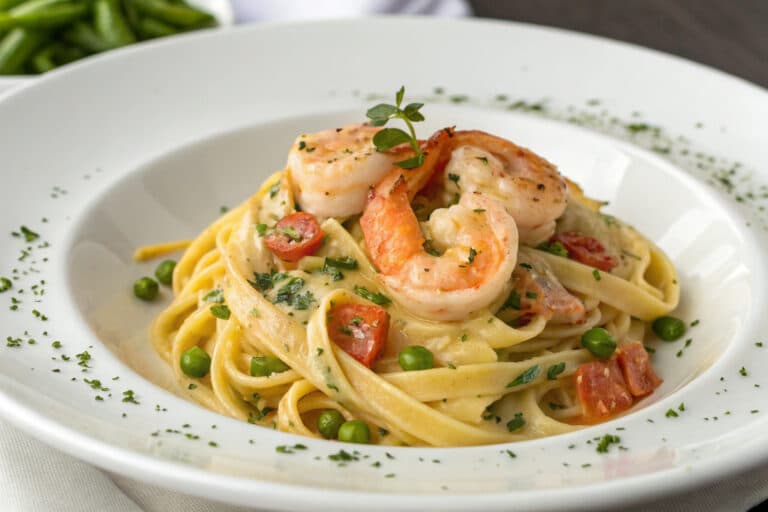 one pan creamy shrimp pasta featured dish plated