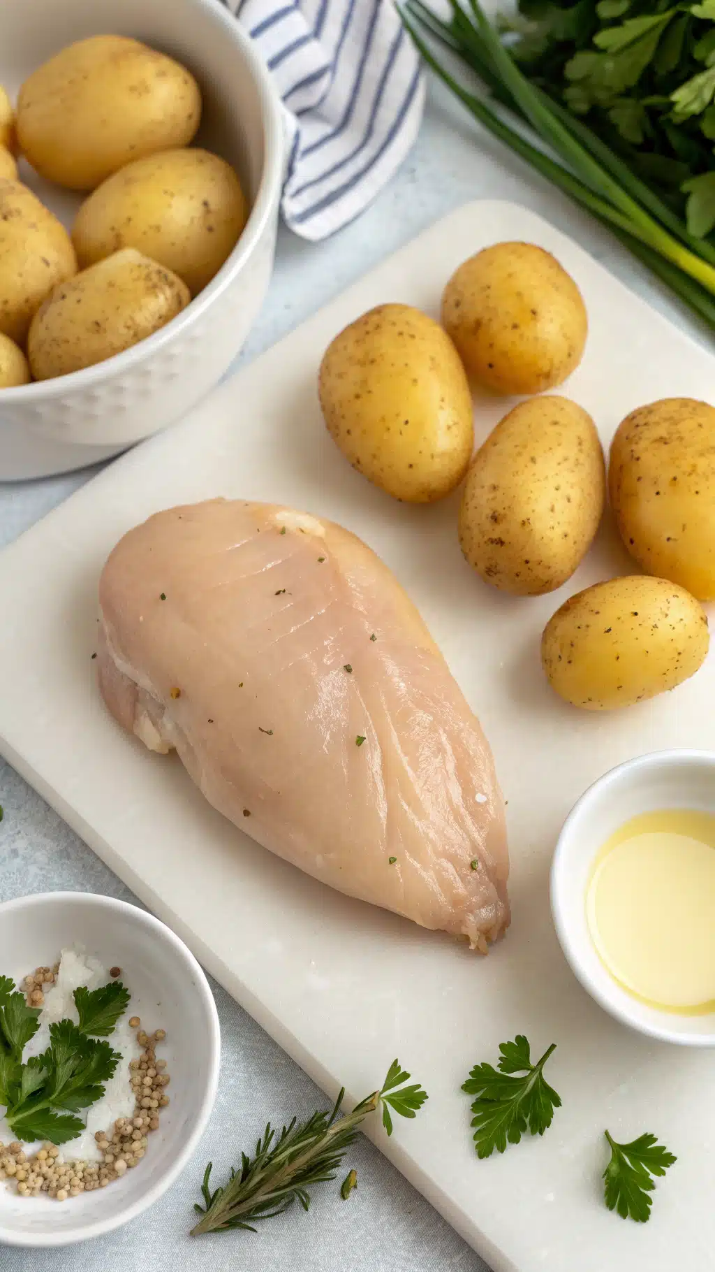 skillet chicken and potatoes ingredients preparation